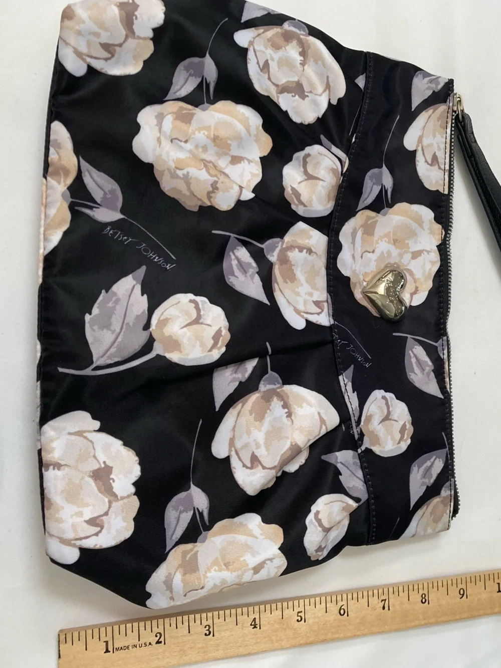 Betsey Johnson black nylon cosmetic pouch